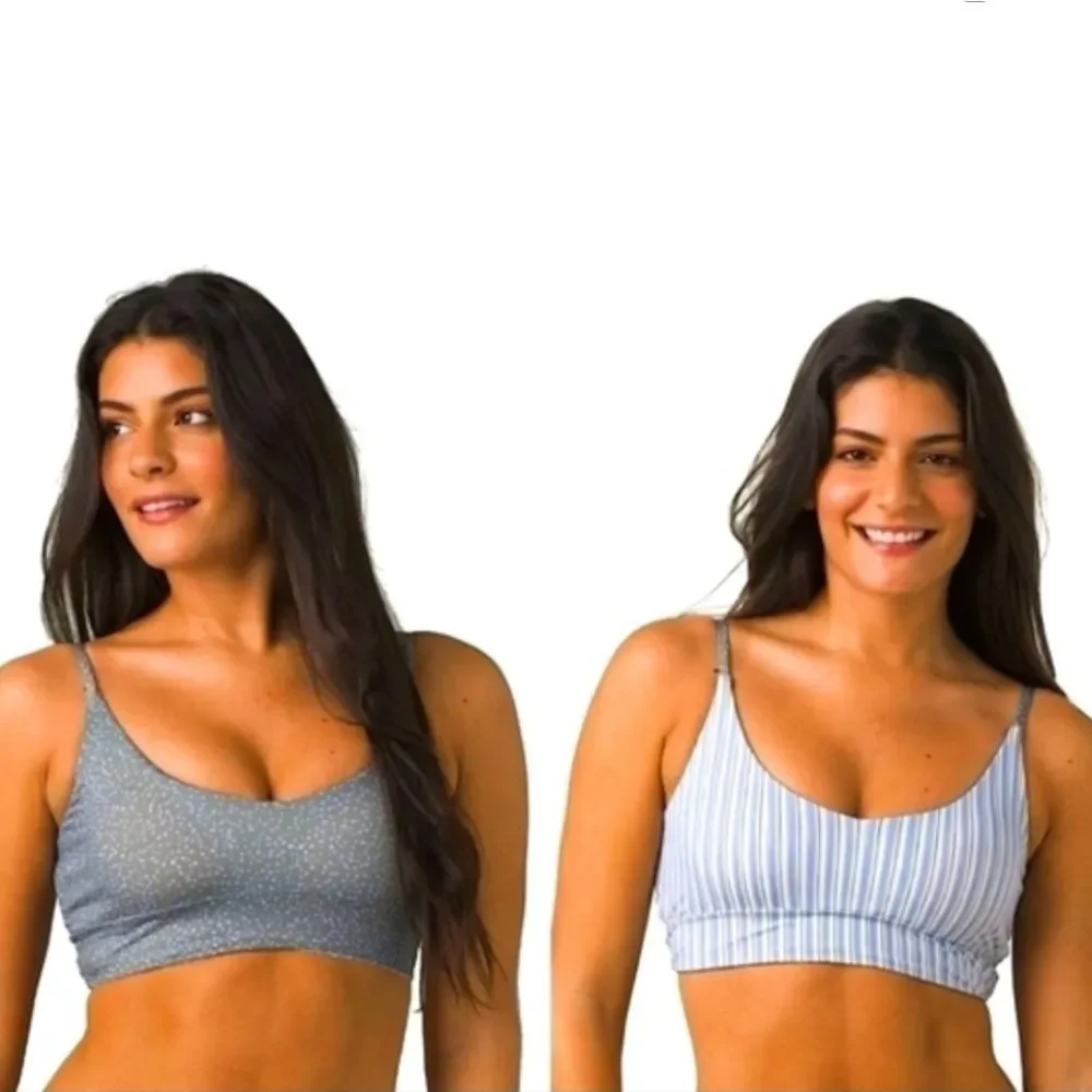 Prana Willow Falls Reversible Bikini Top Sz Sm Army Spots UPF 50+